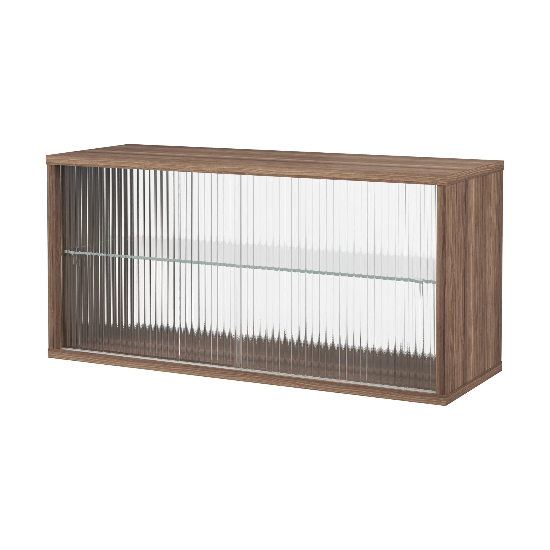 Pira vitrinskåp, Valnöt-räfflat glas, 90x31 cm, 4 dörrar Pira