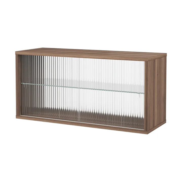 Pira vitrinskåp - Valnöt-räfflat glas, 90x31 cm, 4 dörrar - Pira
