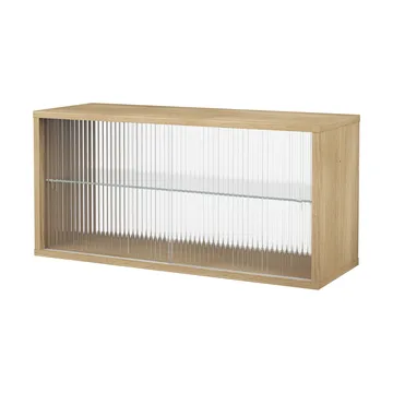 Pira vitrinskåp - Vitad ek-räfflat glas, 90x31 cm, 4 dörrar - Pira