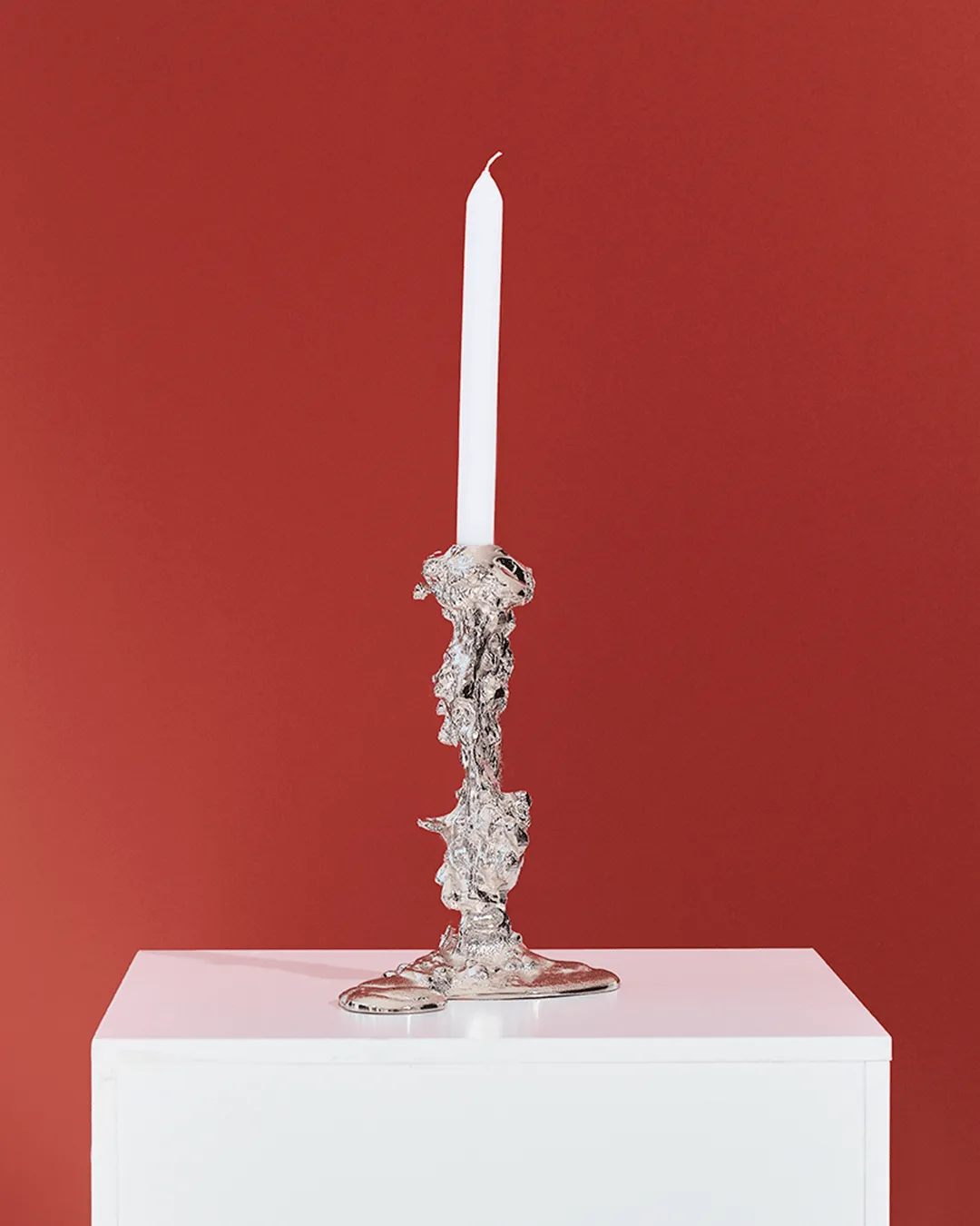 Drip ljusstake L 25 cm, Silver POLSPOTTEN