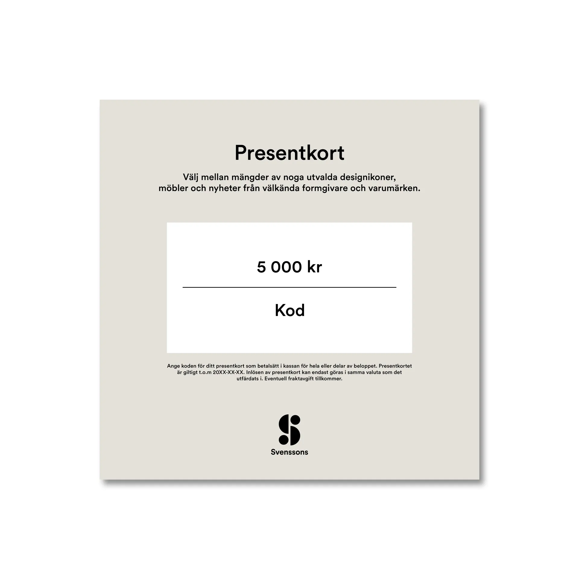 Digitalt presentkort, 5 000:- Presentkort