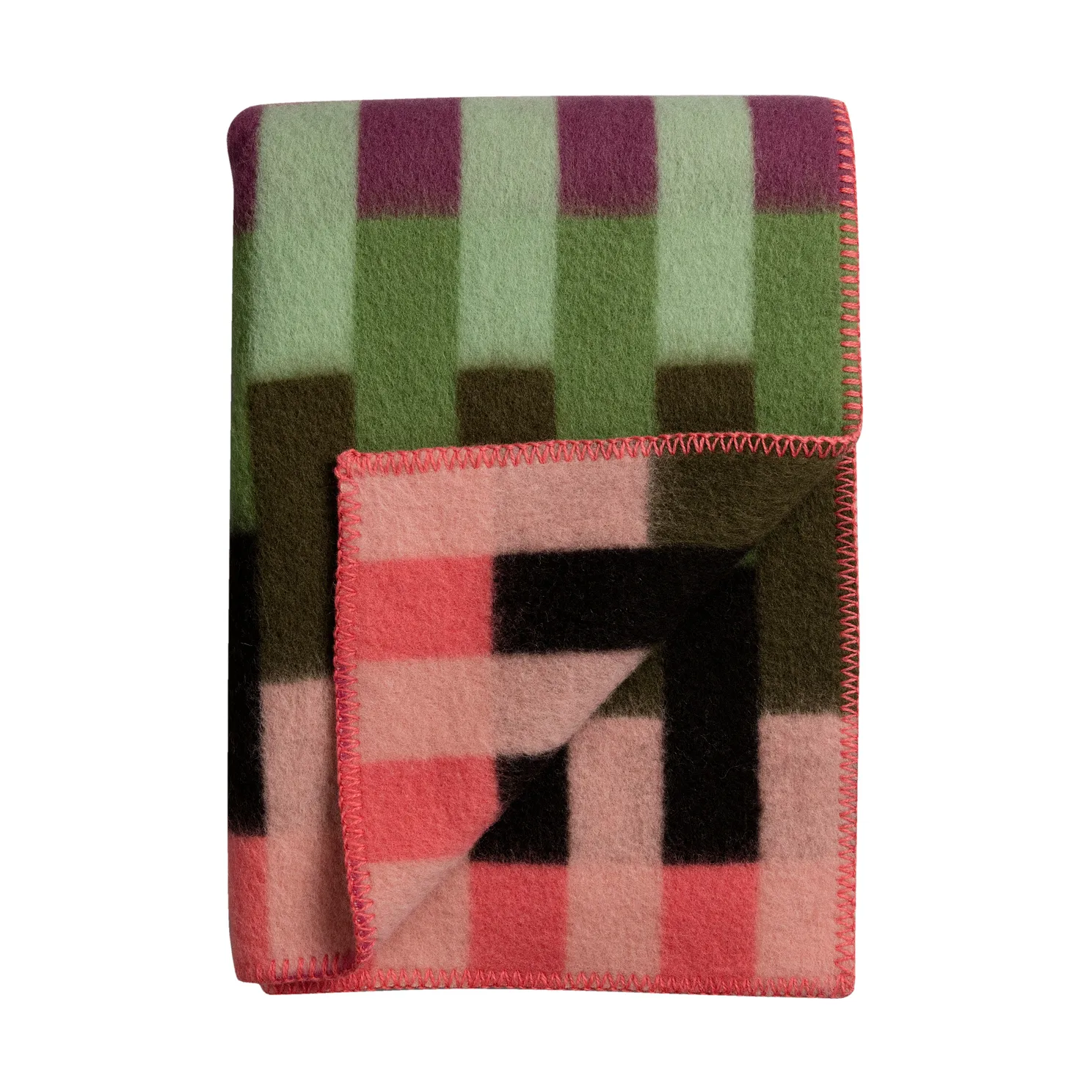 Åsmund bold filt 135x200 cm, Pink-green Røros Tweed