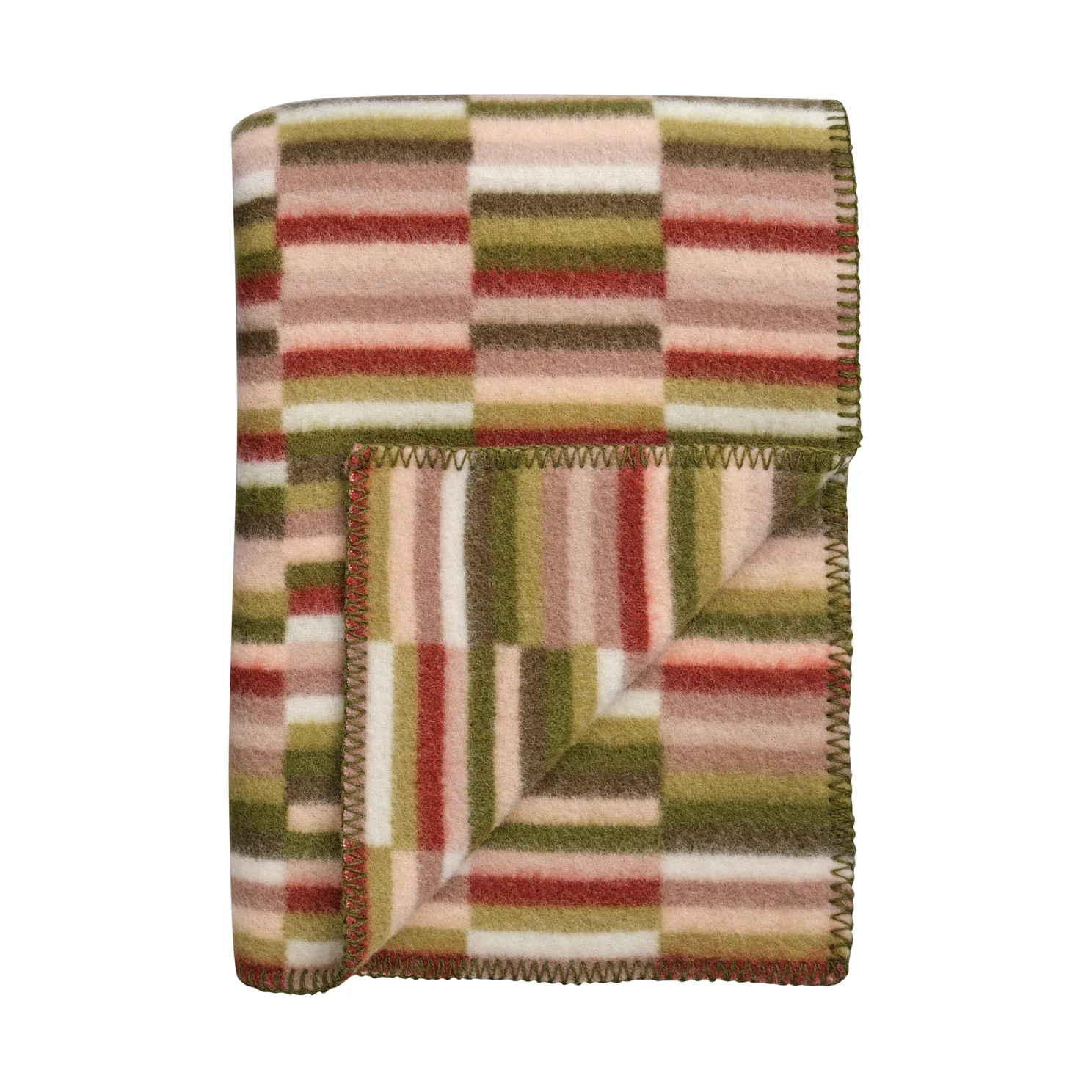 Ida filt 135x200 cm, Olive burgundy Røros Tweed
