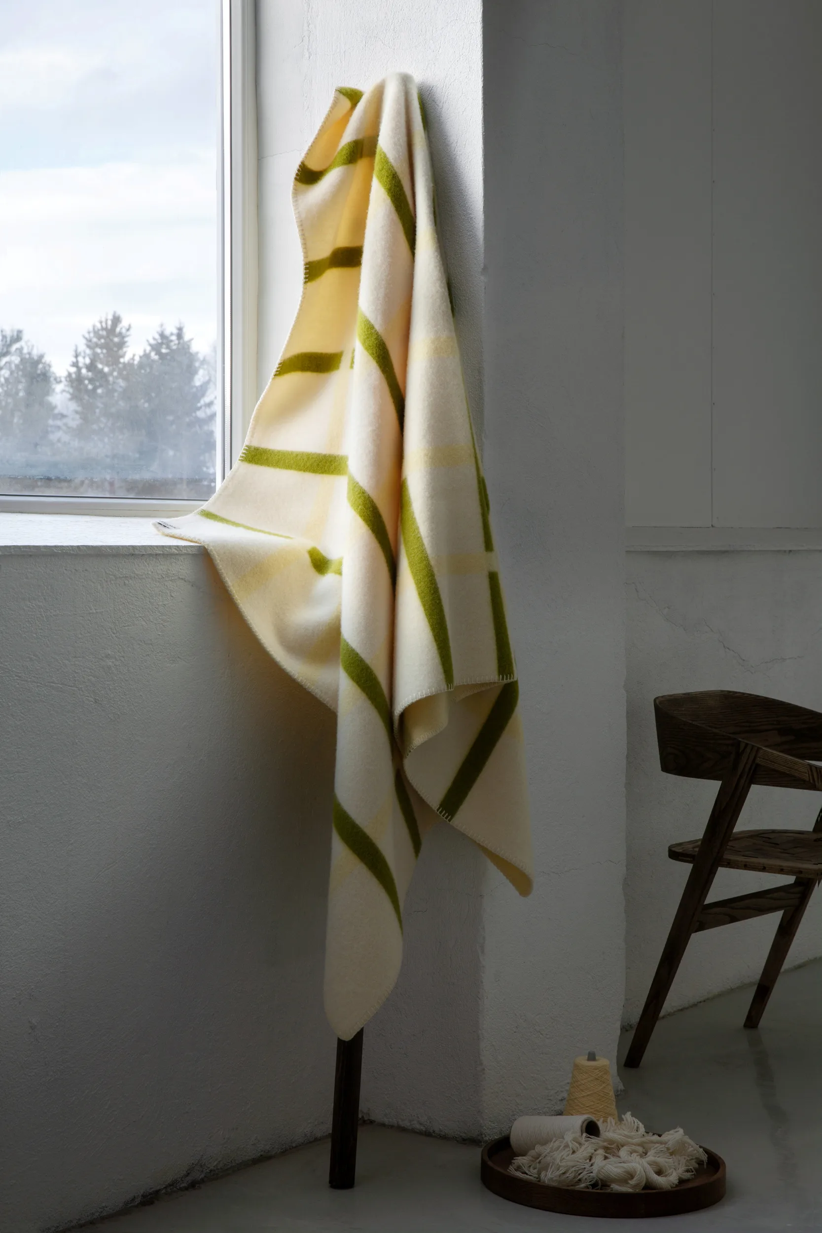 Knut filt 135x200 cm, Lime Røros Tweed