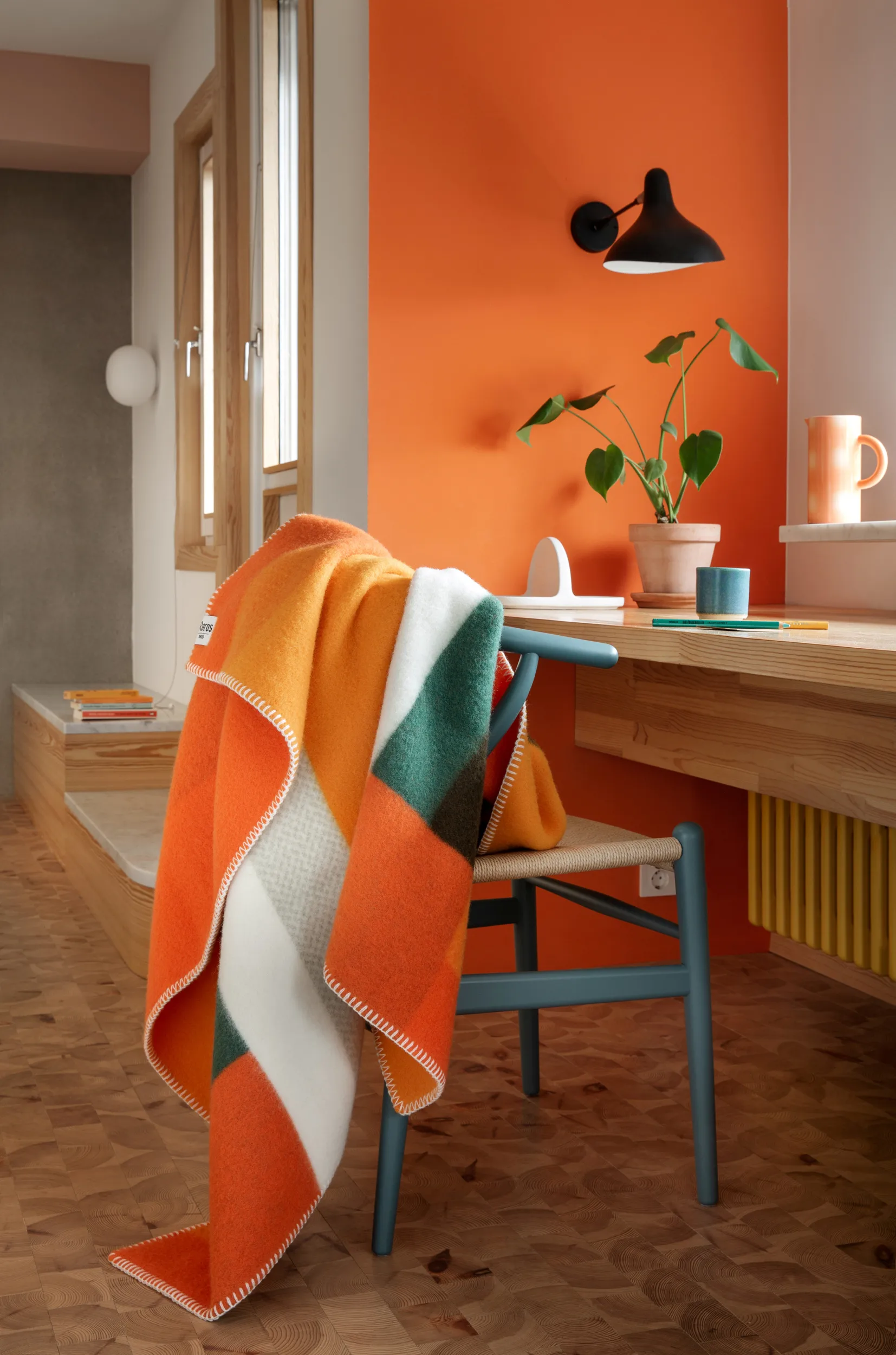 Mikkel filt 135x200 cm, Orange Røros Tweed