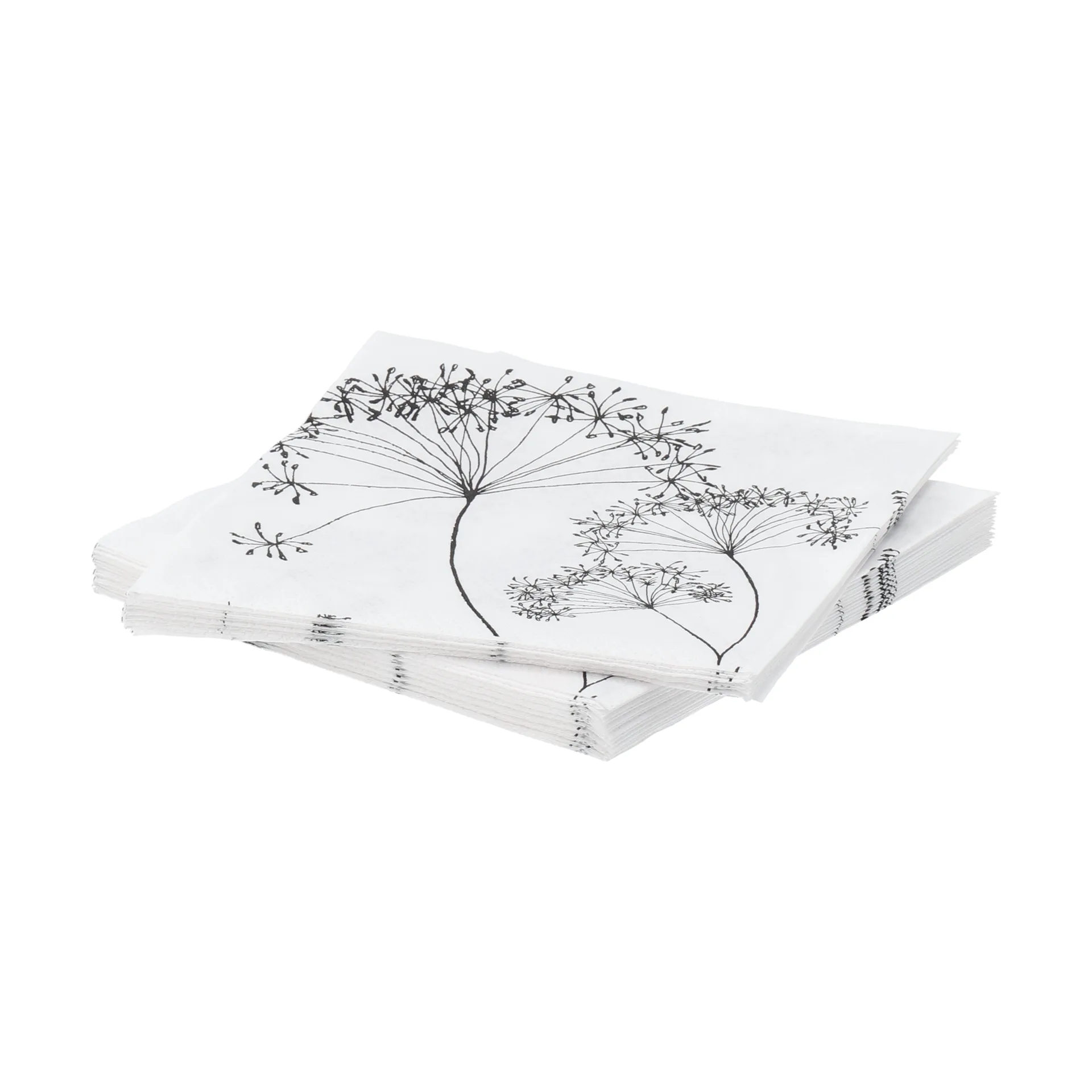 Botanical pappersservett, Vit-svart, 20‑pack, 33×33 cm Scandi Essentials