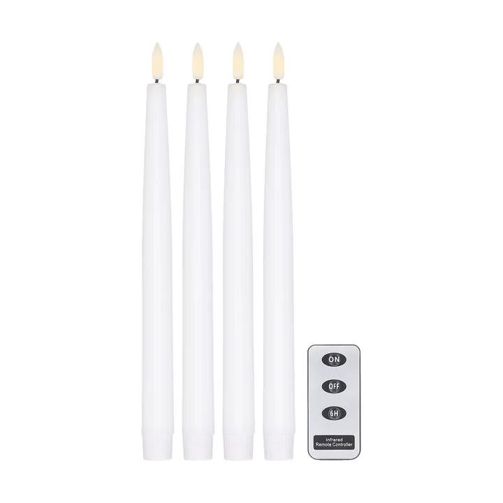 Bright LED-ljus 28,5 cm 4-pack med fjärrkontroll - Vit - Scandi Essentials