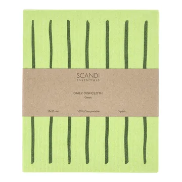 Daily disktrasa med mönster - Grön, 3-pack - Scandi Essentials
