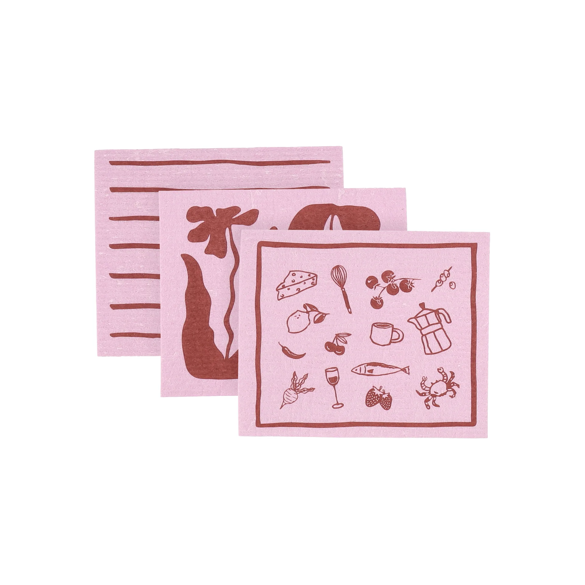 Daily disktrasa med mönster, Rosa, 3-pack Scandi Essentials