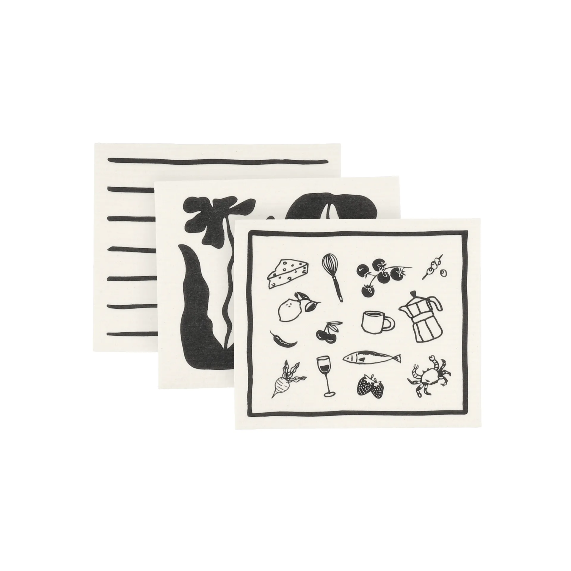 Daily disktrasa med mönster, Vit, 3-pack Scandi Essentials