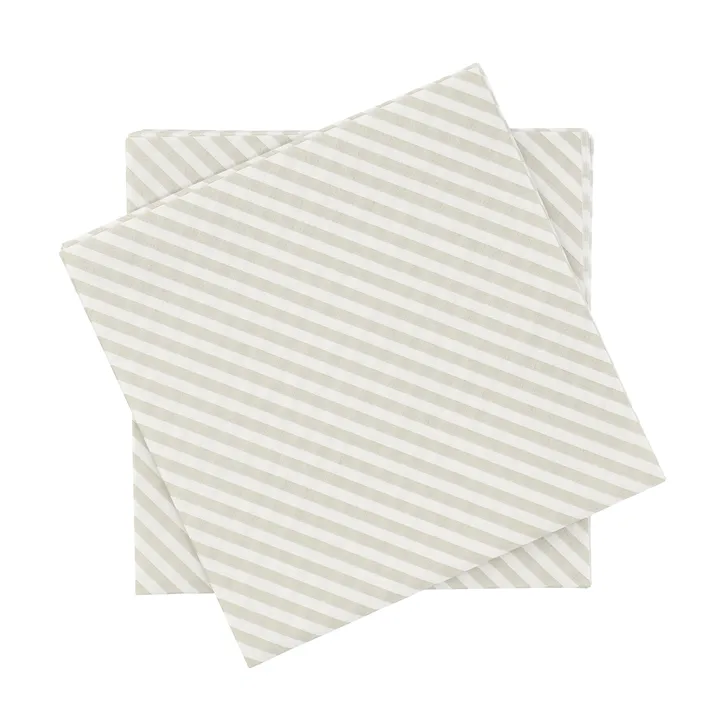 Fine stripe pappersservett - Vit-beige, 20‑pack, 33×33 cm - Scandi Essentials