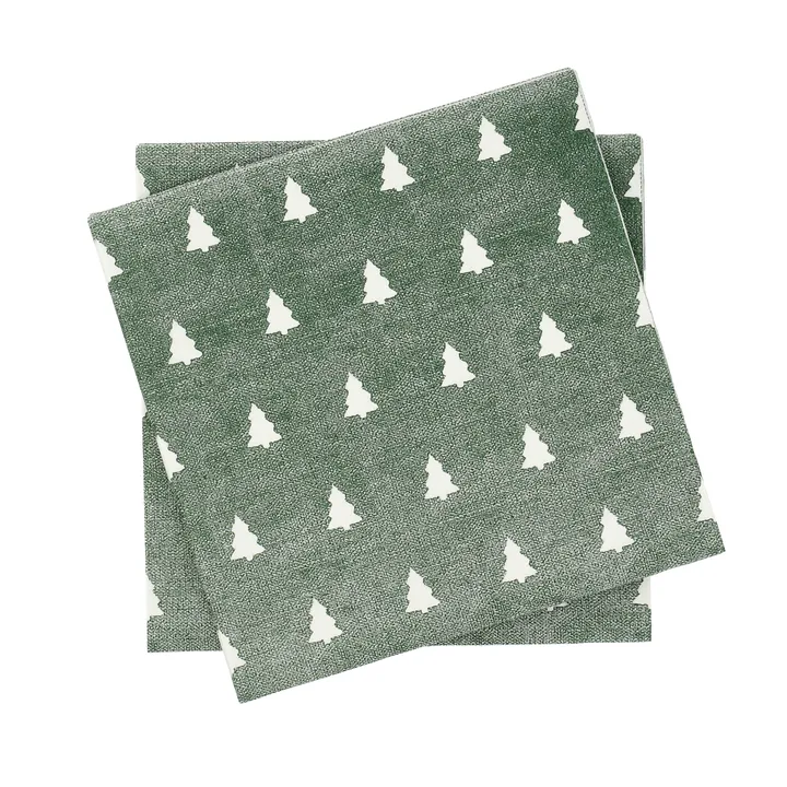 Linen trees servett 33x33 cm 20-pack - Green-white - Scandi Essentials