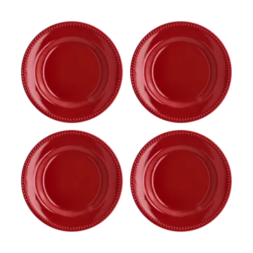 Dots assiett 22 cm 4-pack - Röd - Scandi Living