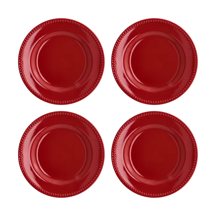 Dots assiett 22 cm 4-pack - Röd - Scandi Living