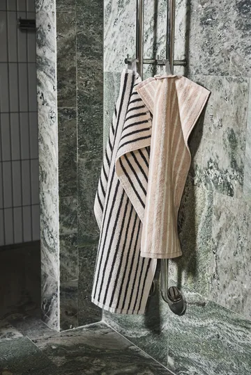Drift handduk 30x50 cm - Beige-vit - Scandi Living