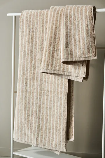 Drift handduk 30x50 cm - Beige-vit - Scandi Living