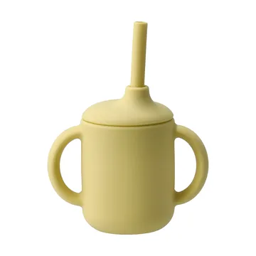 Idun mugg med sugrör silikon 120 ml - Lemon - Scandi Living