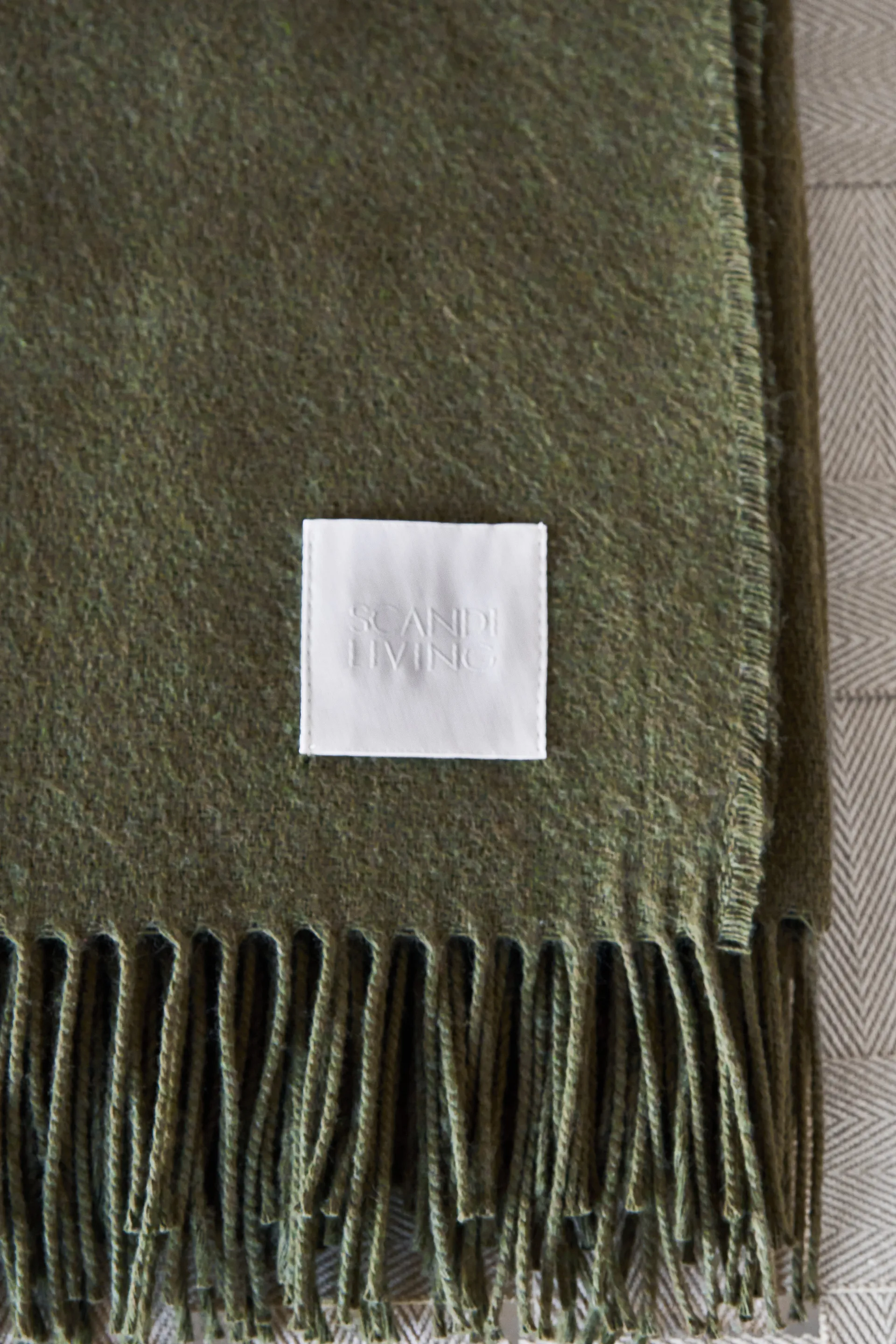 Loom bomullspläd 125x170 cm, Khaki Scandi Living