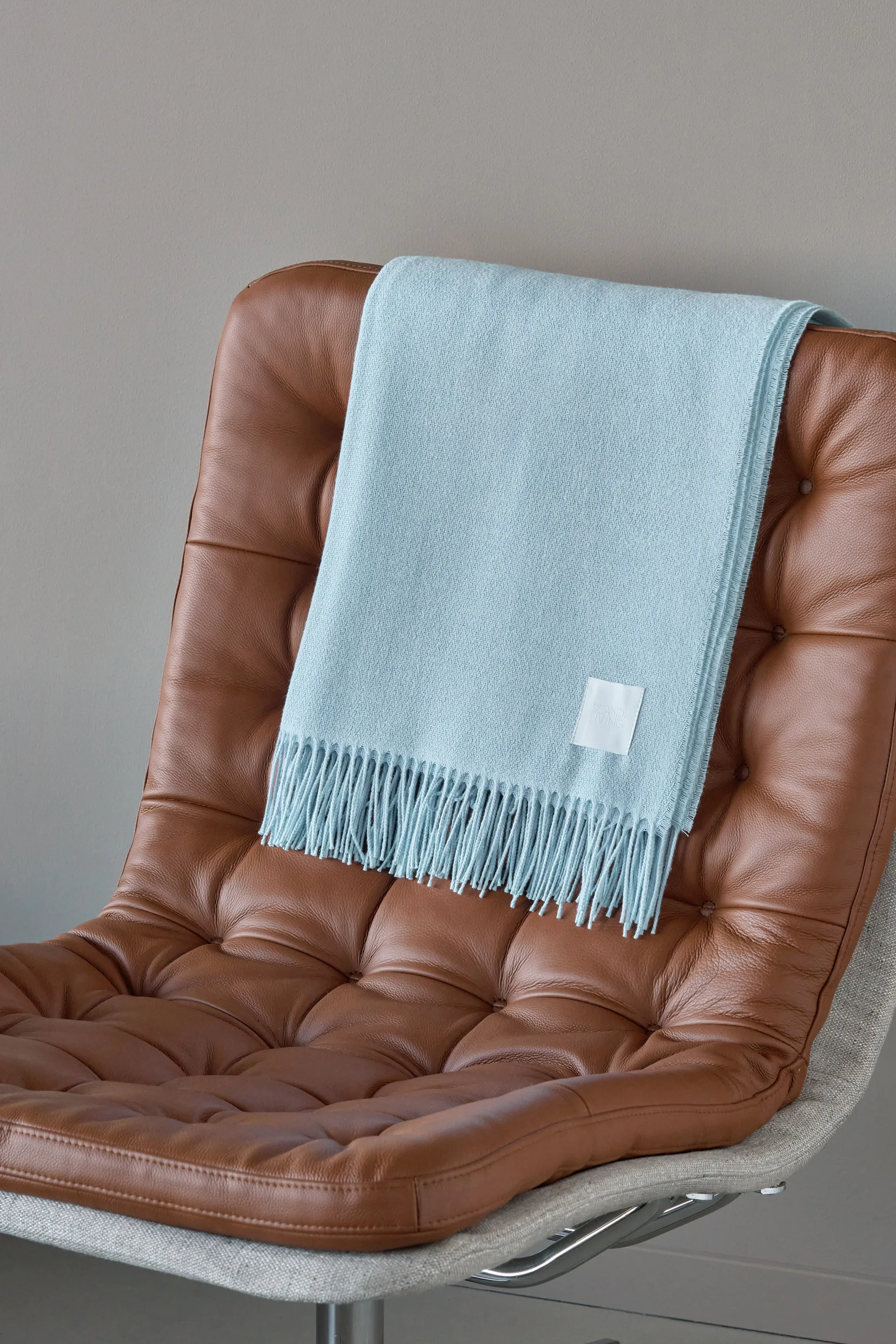 Loom bomullspläd 125x170 cm, Sky blue Scandi Living