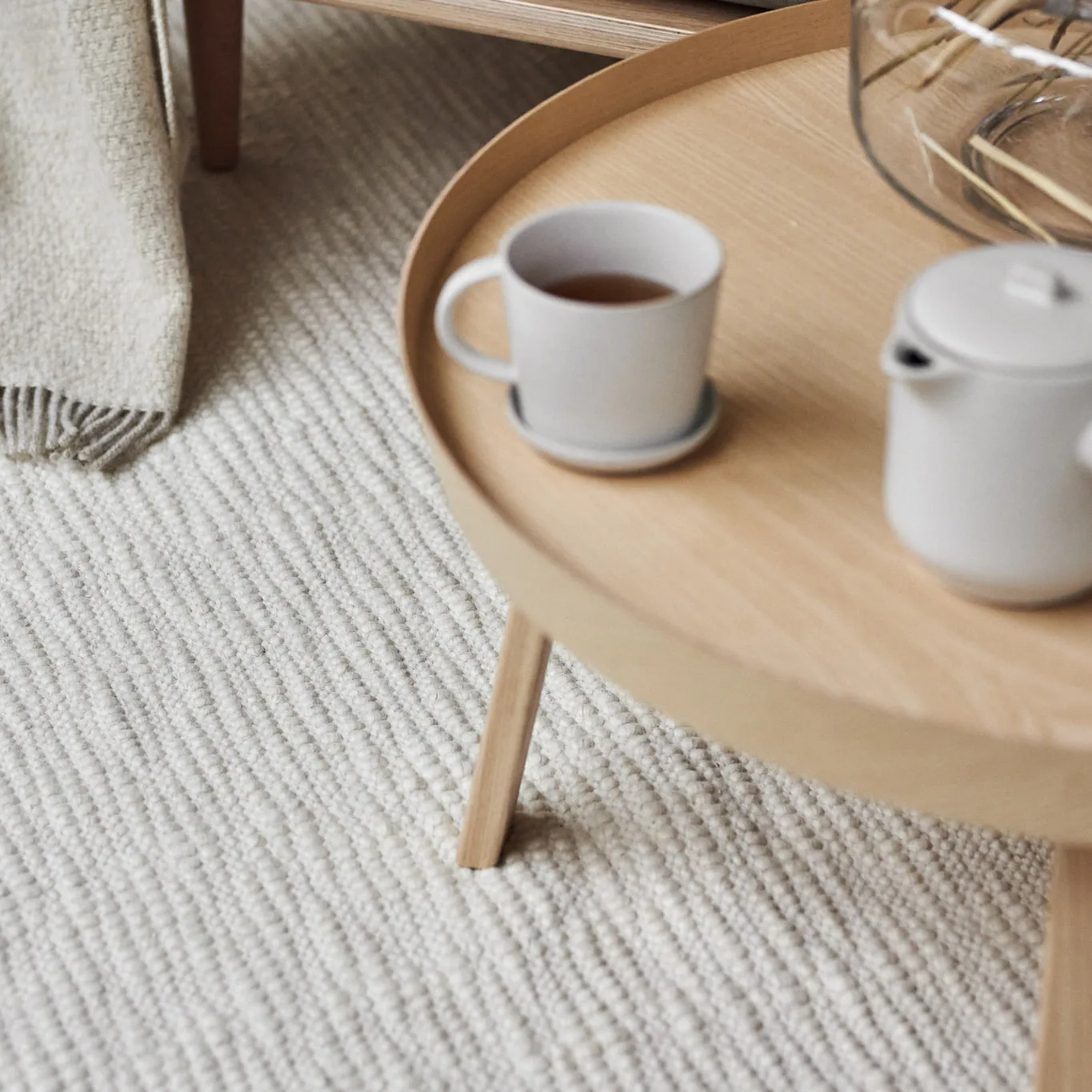 Pebble ullmatta vit, 80x240 cm Scandi Living