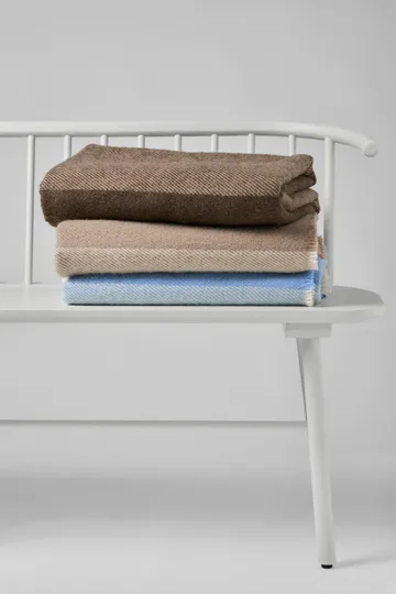 Row randig ullpläd - Brun, 120x185 cm - Scandi Living