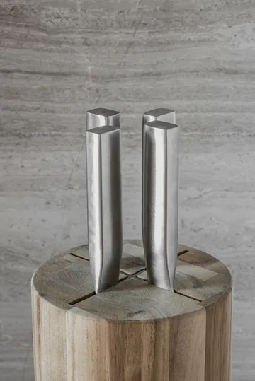 Base knivset med knivblock 5 delar - Wood-steel grey - Serax