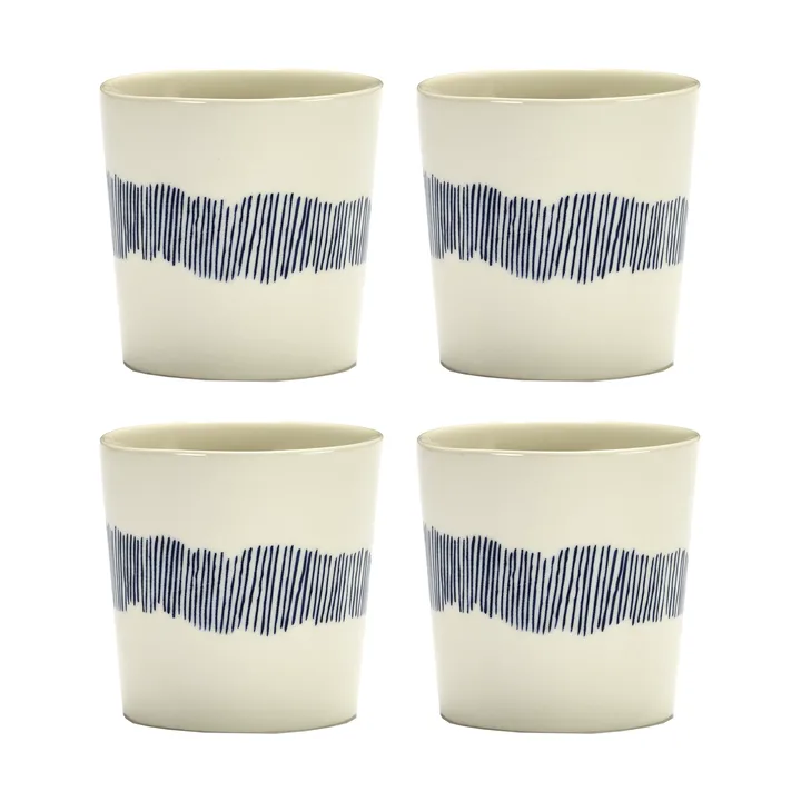 Ottolenghi Feast kaffekopp 25 cl 4-pack - White stripes-blue - Serax