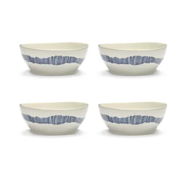 Ottolenghi Feast skål L Ø17 cm 4-pack - White-stripes blue - Serax