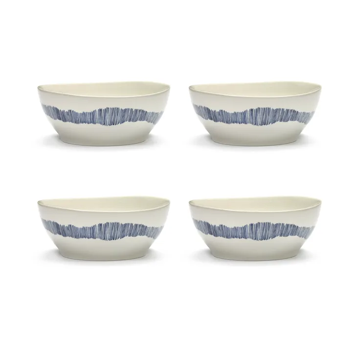 Ottolenghi Feast skål L Ø17 cm 4-pack - White-stripes blue - Serax