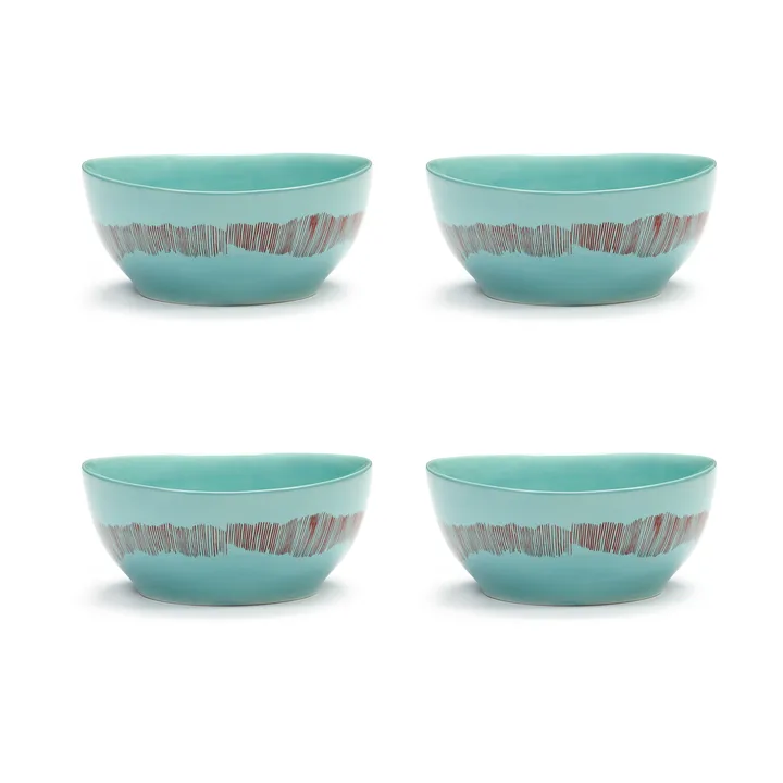 Ottolenghi Feast skål S Ø15 cm 4-pack - Azure stripes-red - Serax