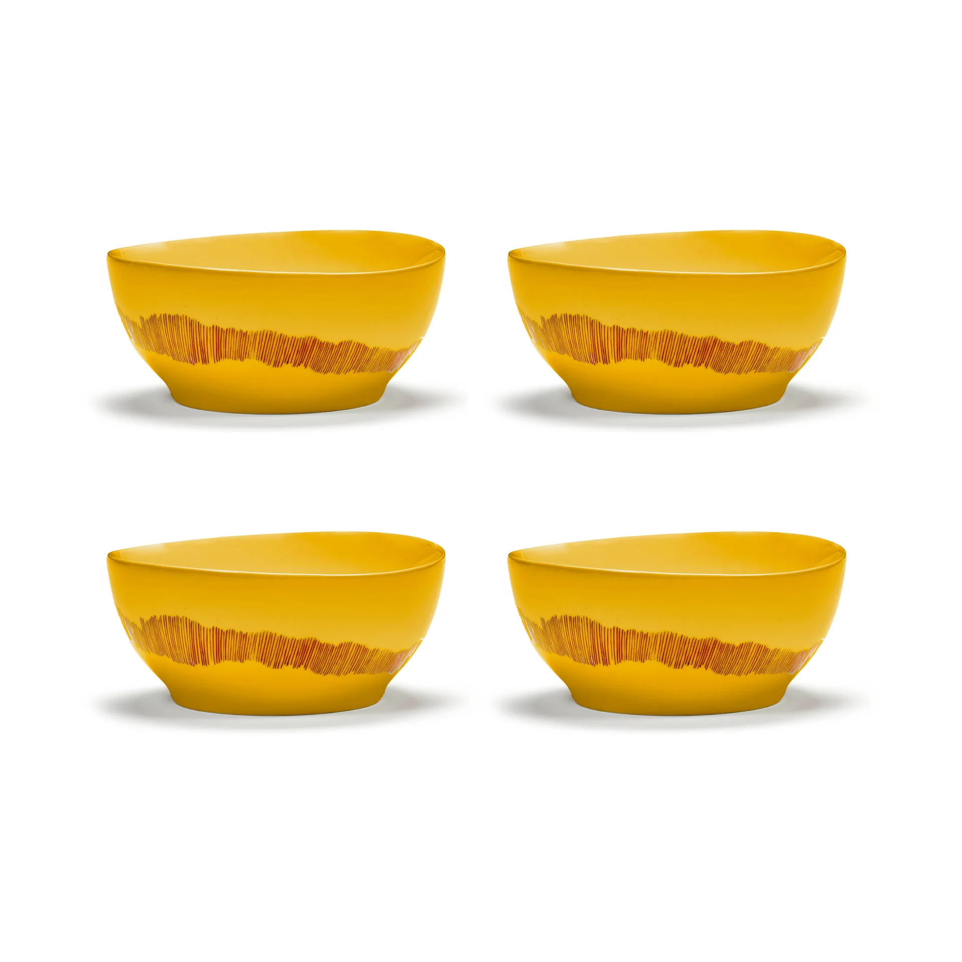 Ottolenghi Feast skål S Ø15 cm 4-pack, Yellow stripes red Serax