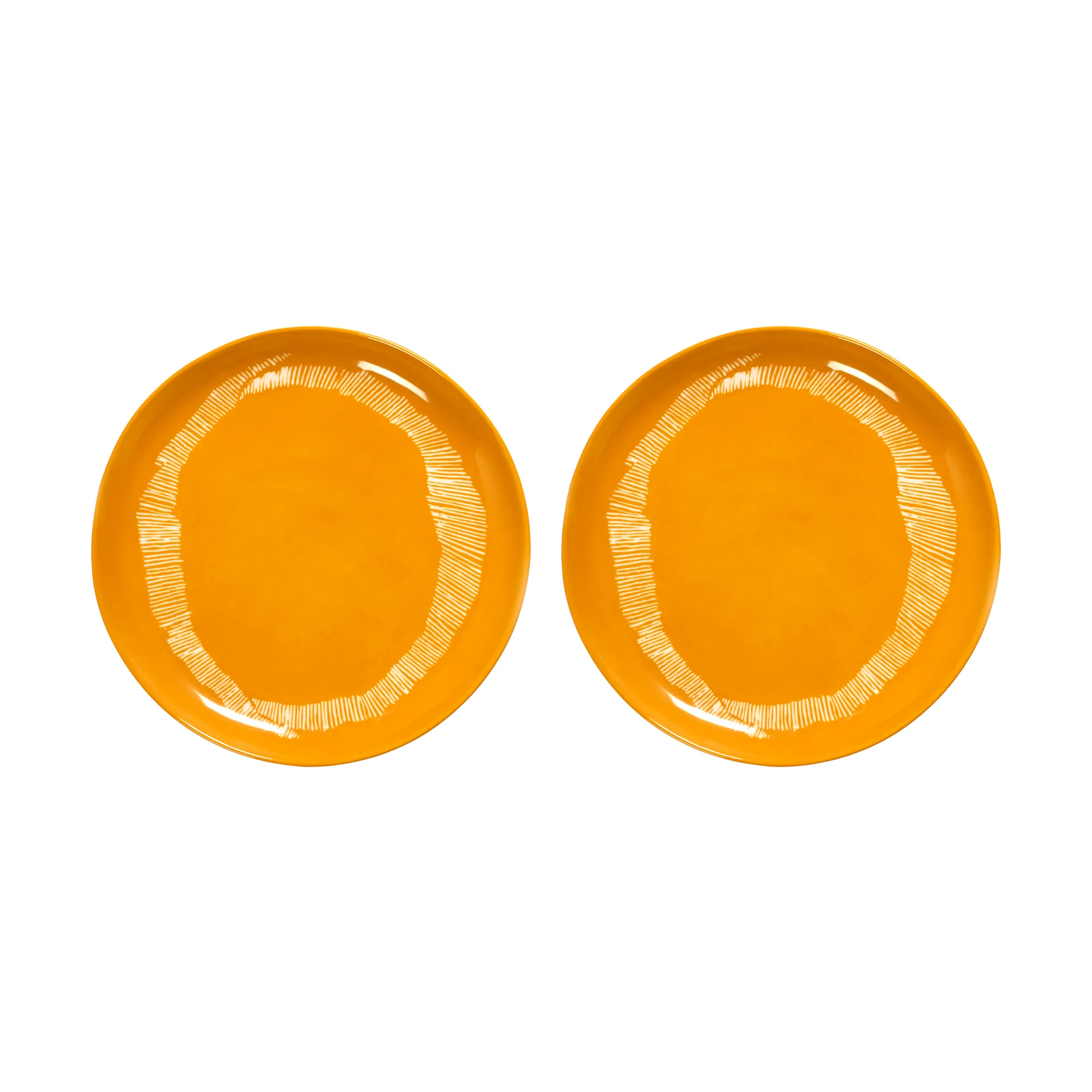Ottolenghi Feast tallrik M Ø22,5 cm 2-pack, Yellow stripes-white Serax