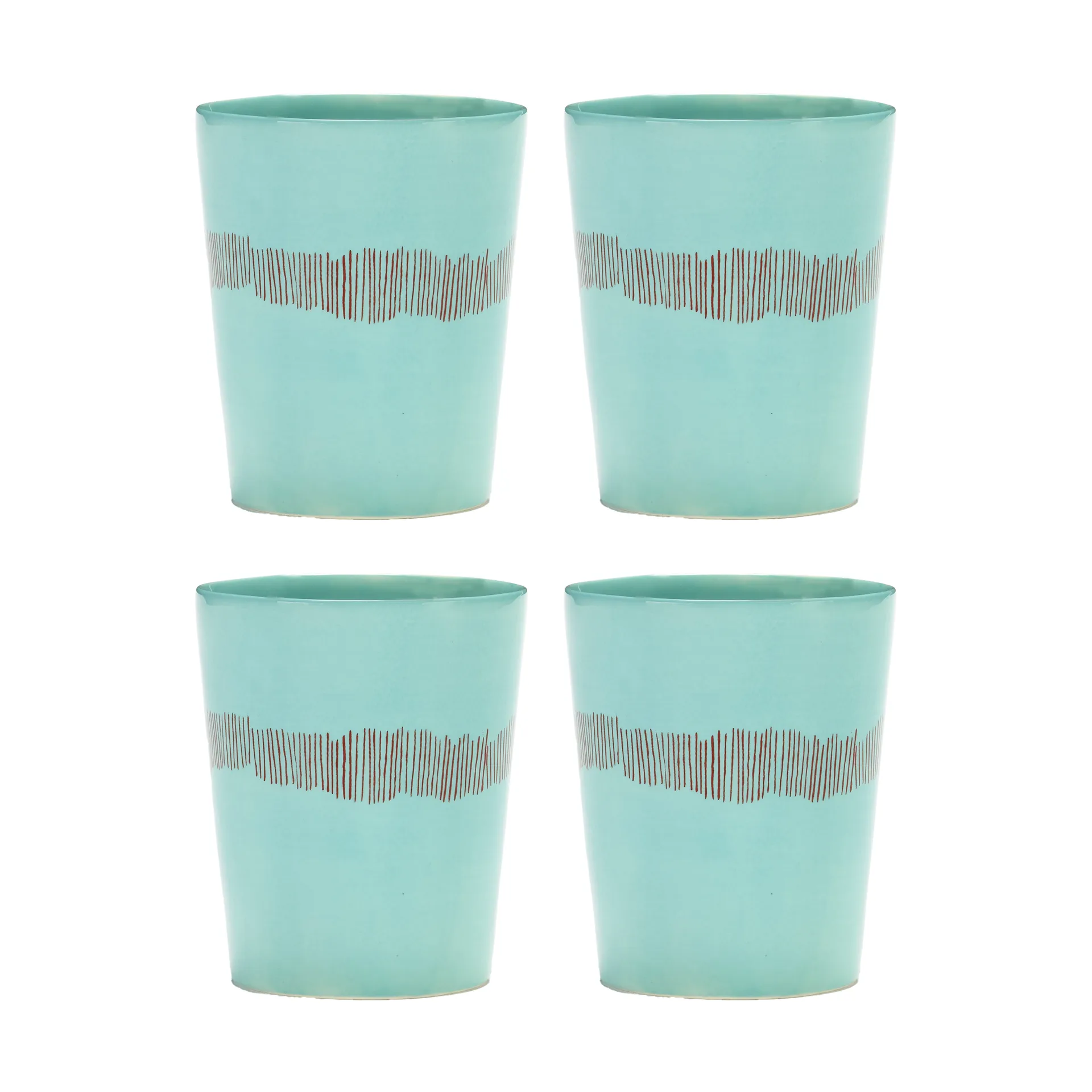 Ottolenghi Feast tekopp 33 cl 4-pack, Azure stripes-red Serax