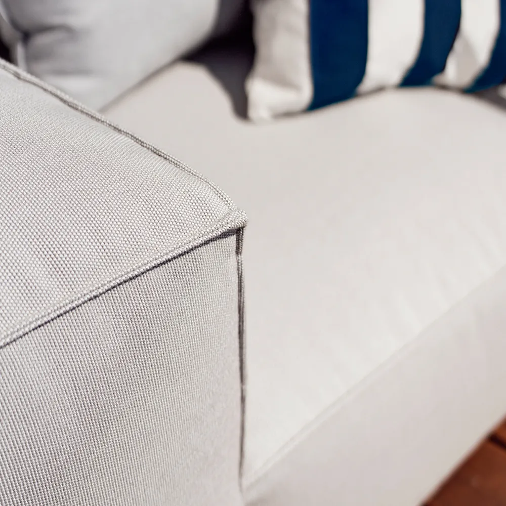 Asker modulsoffa, Sunbrella Sling light grey, hörndel Skargaarden