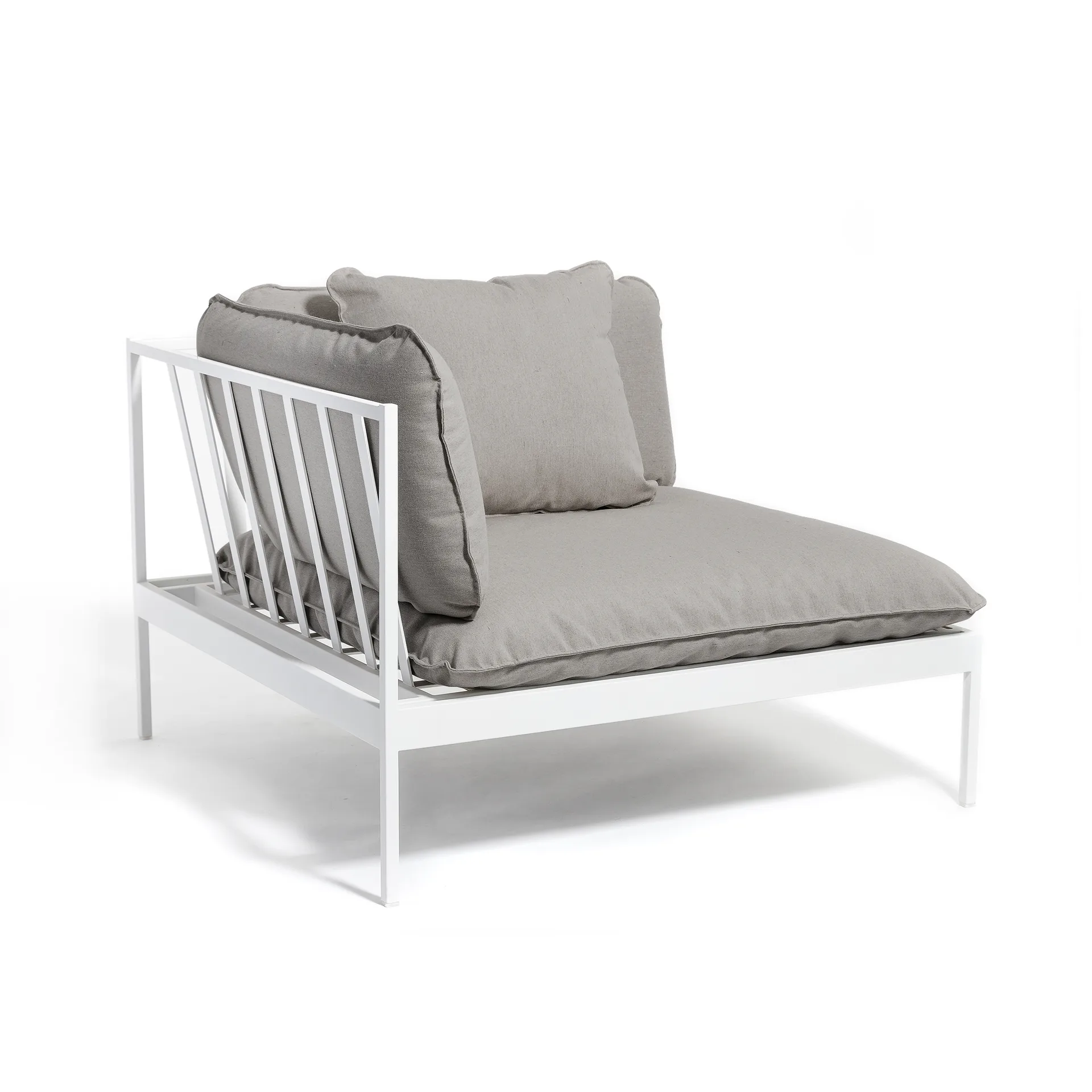 Bönan hörnmodul ljusgrå aluminium-beige linen Skargaarden