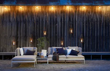 Bönan hörnmodul ljusgrå aluminium-beige linen - Skargaarden