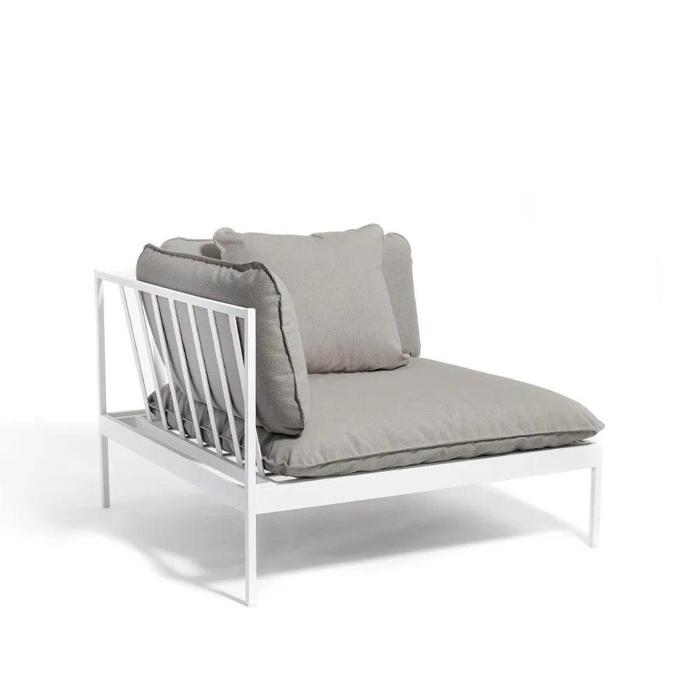Bönan modulsoffa, Fiord 551 beige, hörndel, ljusgrå aluminium ram Skargaarden