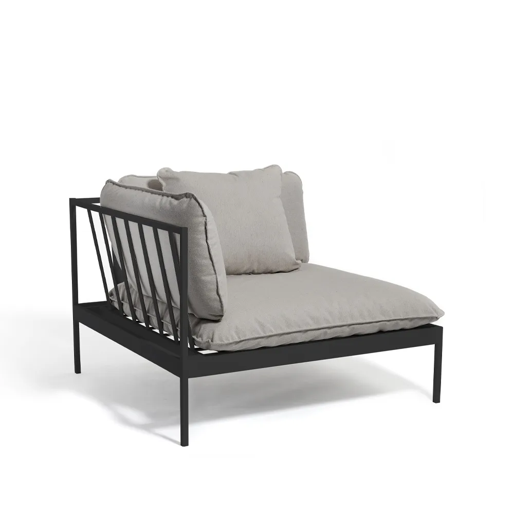 Bönan modulsoffa, Fiord 551 beige, hörndel, mörkgrå aluminium ram Skargaarden
