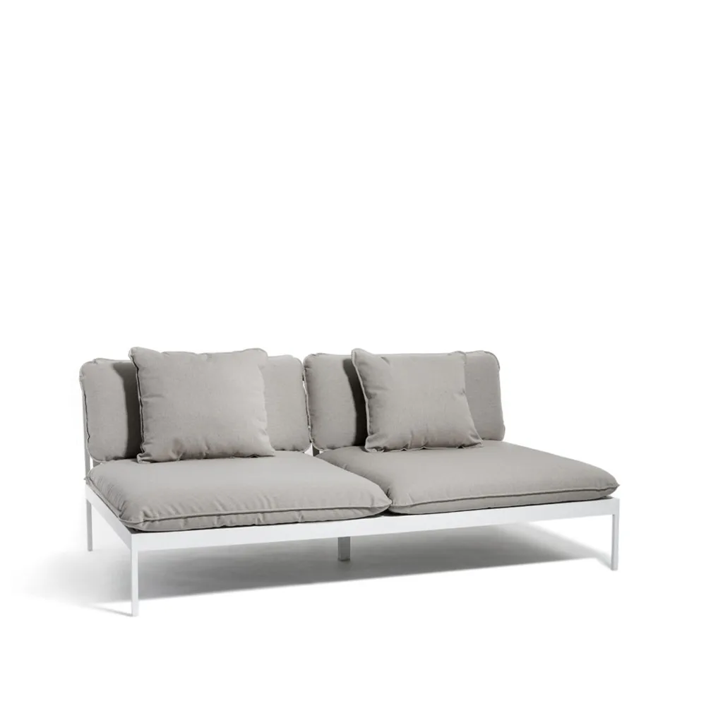 Bönan modulsoffa, Sunbrella Sling light grey, 2-sits, ljusgrå aluminium ram Skargaarden