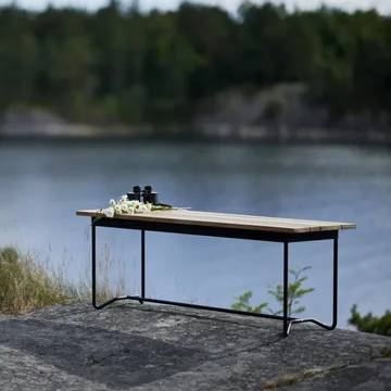 Grinda bänk - Teak, svart stativ - Skargaarden