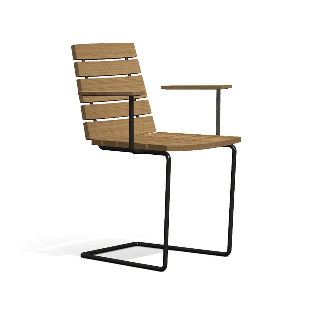 Grinda karmstol, Teak, svart stativ Skargaarden