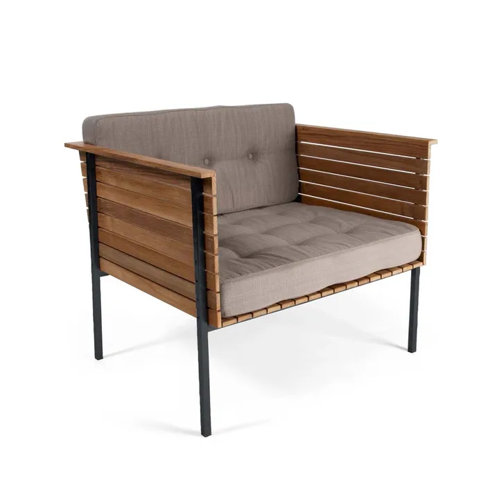 Häringe loungefåtölj - Sunbrella Natté Nature Grey-teak-svart - Skargaarden