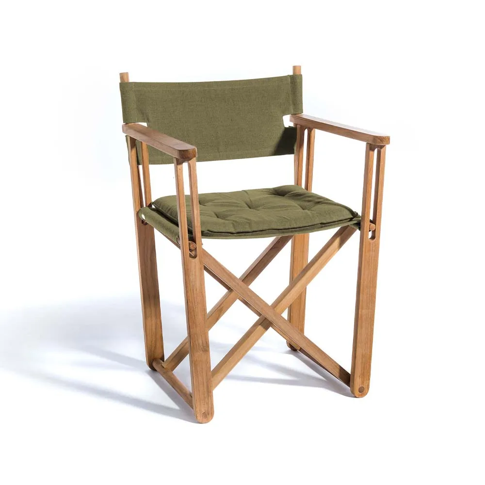 Kryss Dining karmstol, Sunbrella Heritage Leaf green, teak Skargaarden