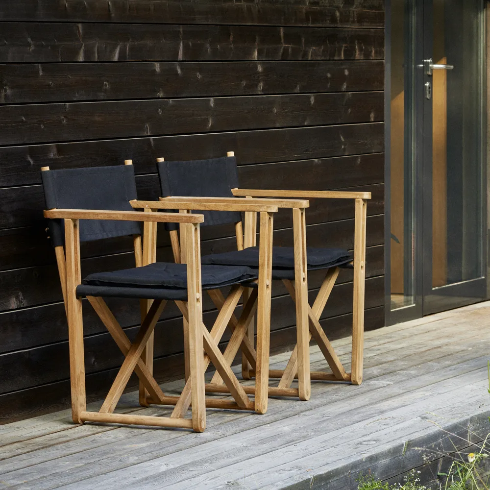 Kryss Dining karmstol, Sunbrella Heritage Leaf green, teak Skargaarden