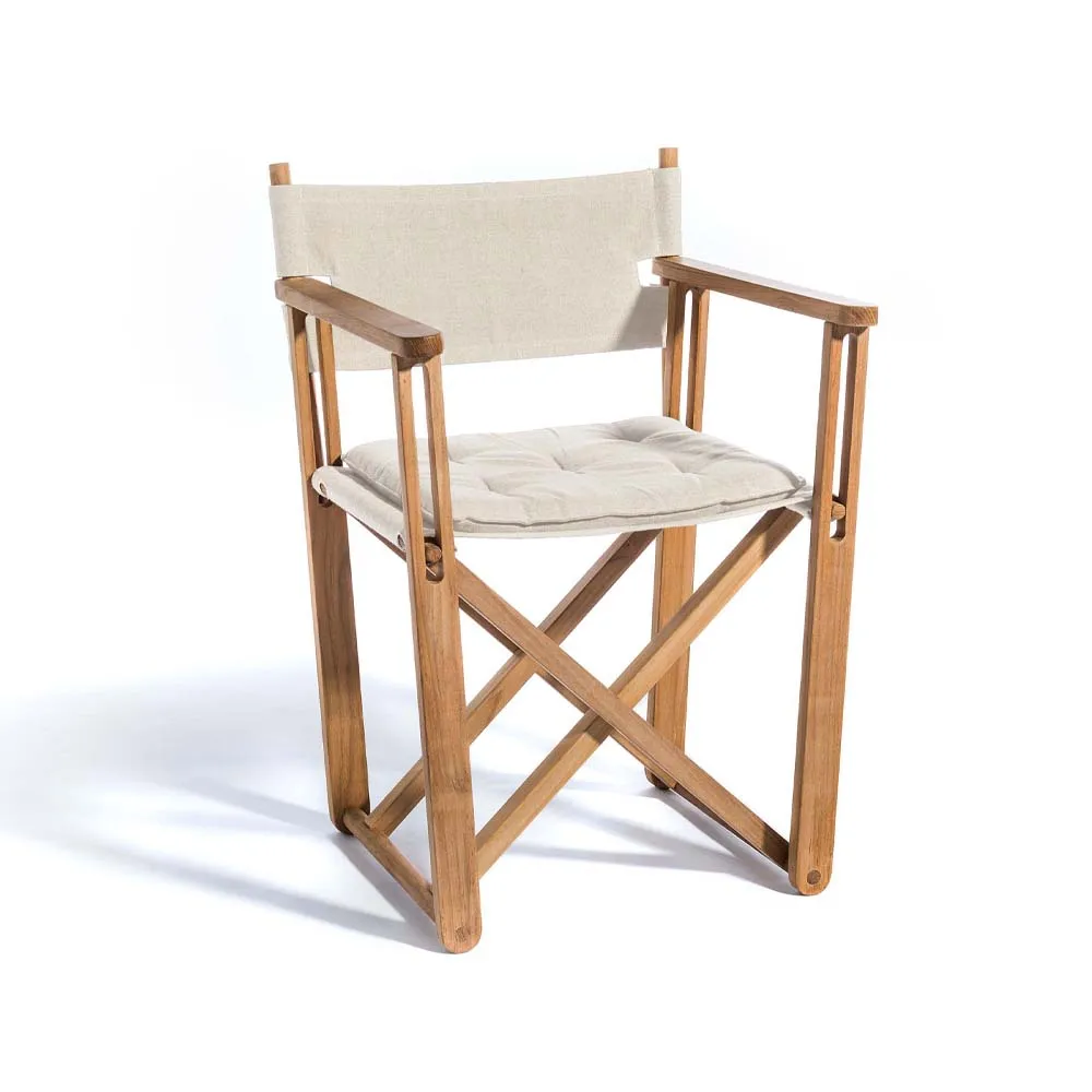 Kryss Dining karmstol, Sunbrella Heritage Papyrus beige, teak Skargaarden