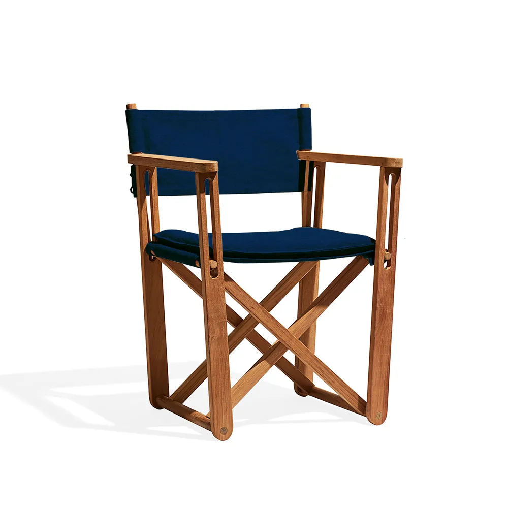 Kryss Lounge karmstol, Agora Nautic navy blue, teak Skargaarden