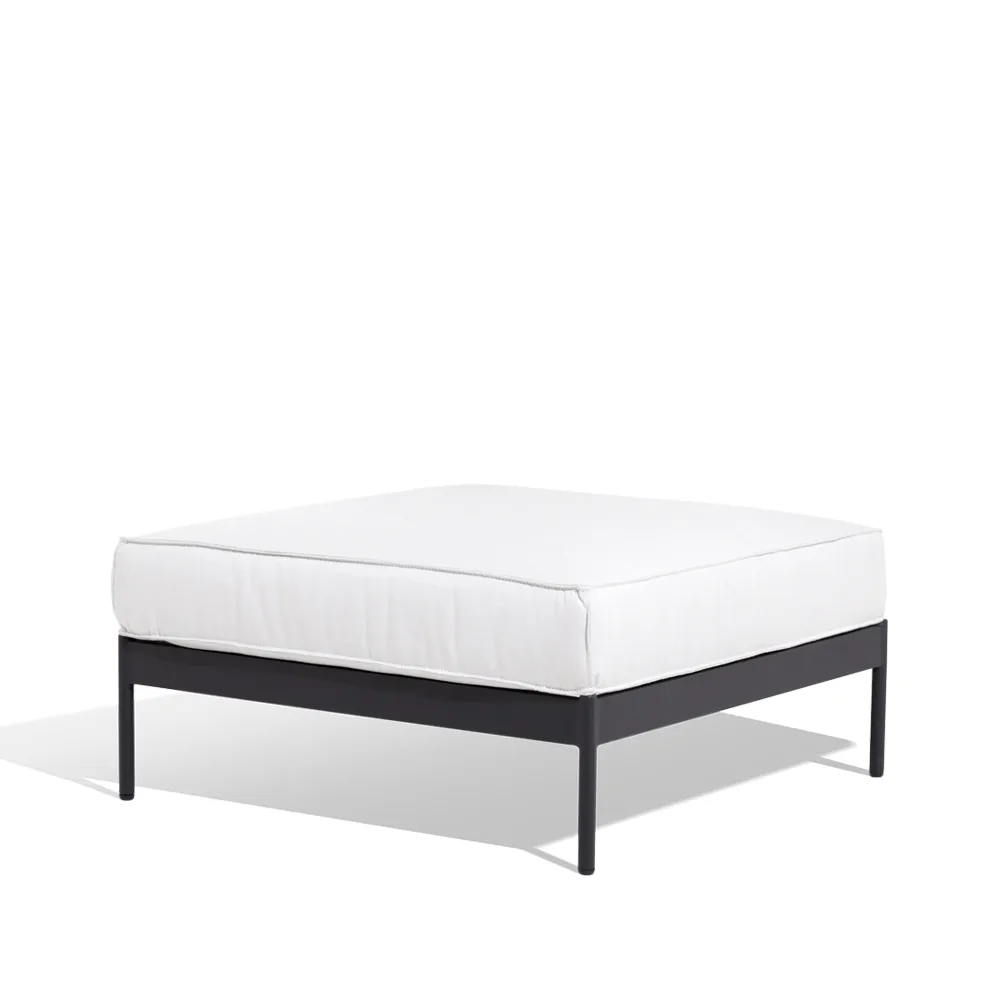 Lidö modulsoffa, Sunbrella Deave silver grey, fotpall, mörkgrå aluminiumram Skargaarden