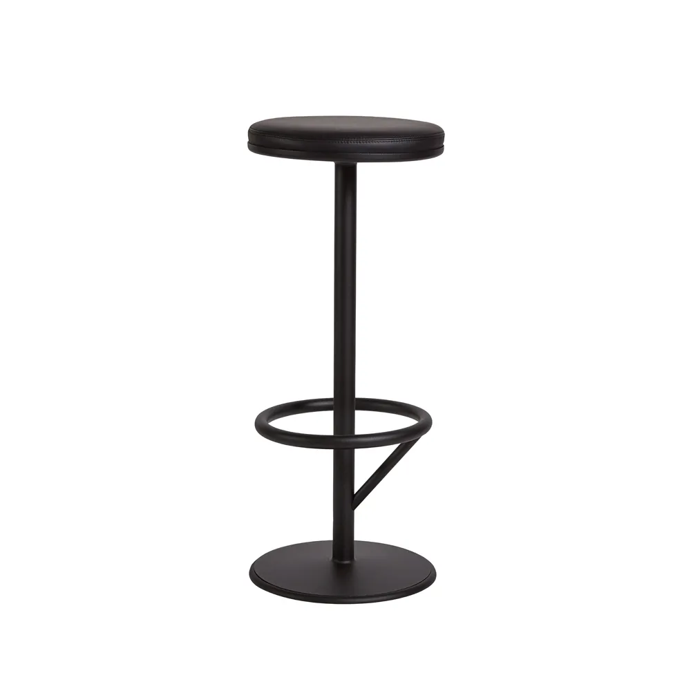 Orbit barpall hög, svart matt, svart läder SMD Design