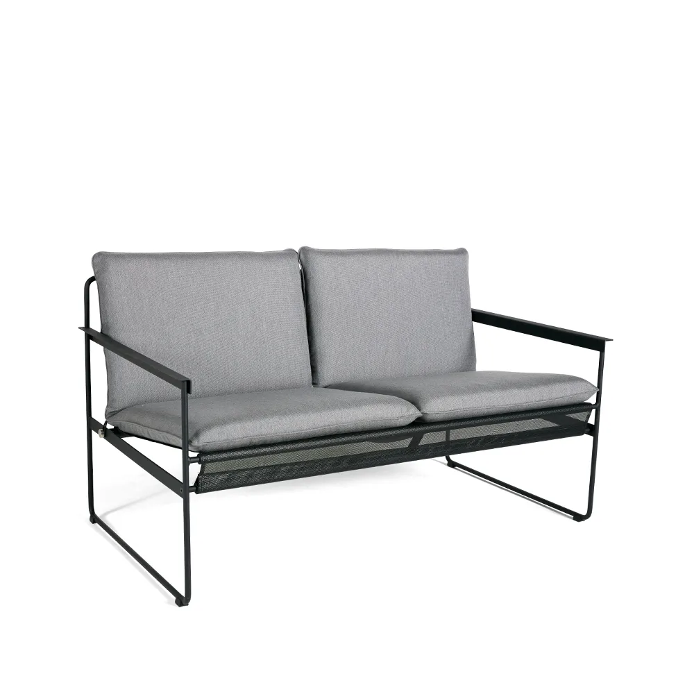 Slow 2-sits soffa, Sunbrella grå-svart stålstativ SMD Design
