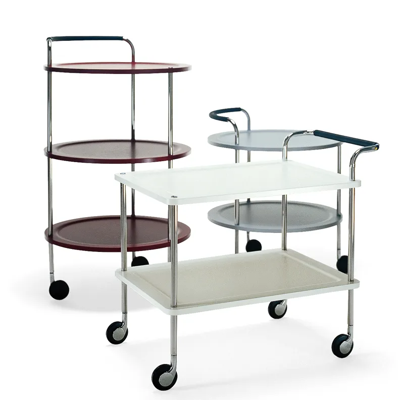 Trolley Round Basic serveringsvagn, vinröd, kromstativ SMD Design